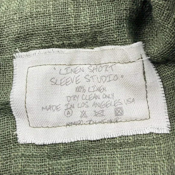 GREG LAUREN Linen Short Sleeve Studio Shirt Green Size 3 Made in USA